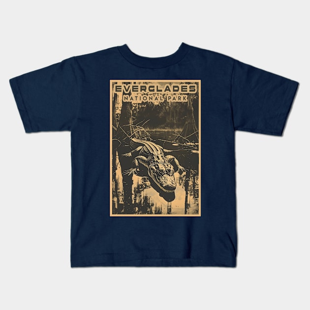 Everglades National Park Vintage Travel  Poster Kids T-Shirt by GreenMary Design